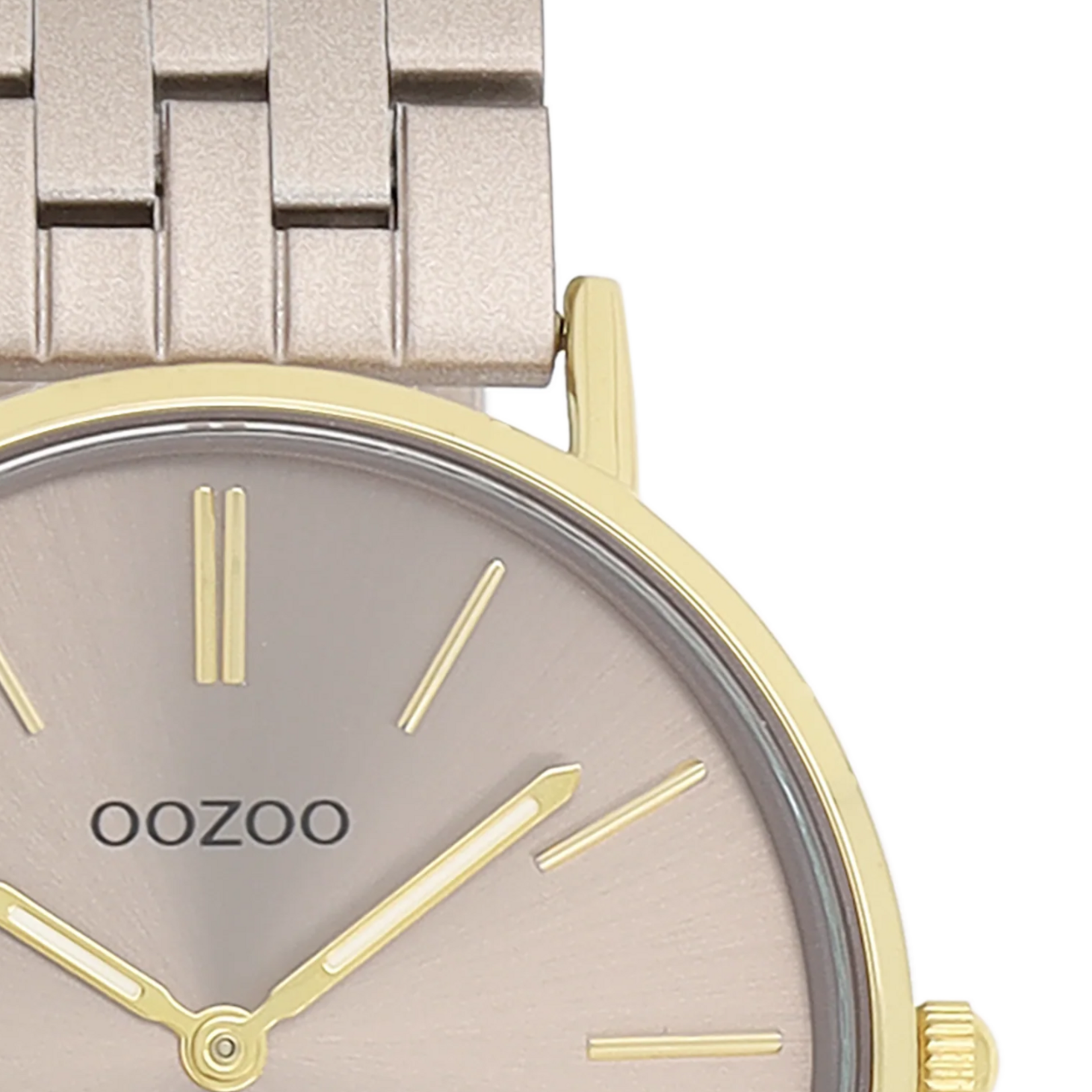 OOZOO OOZOO - Horloge goudkleurige met taupe roestvrijstalen armband - C20409