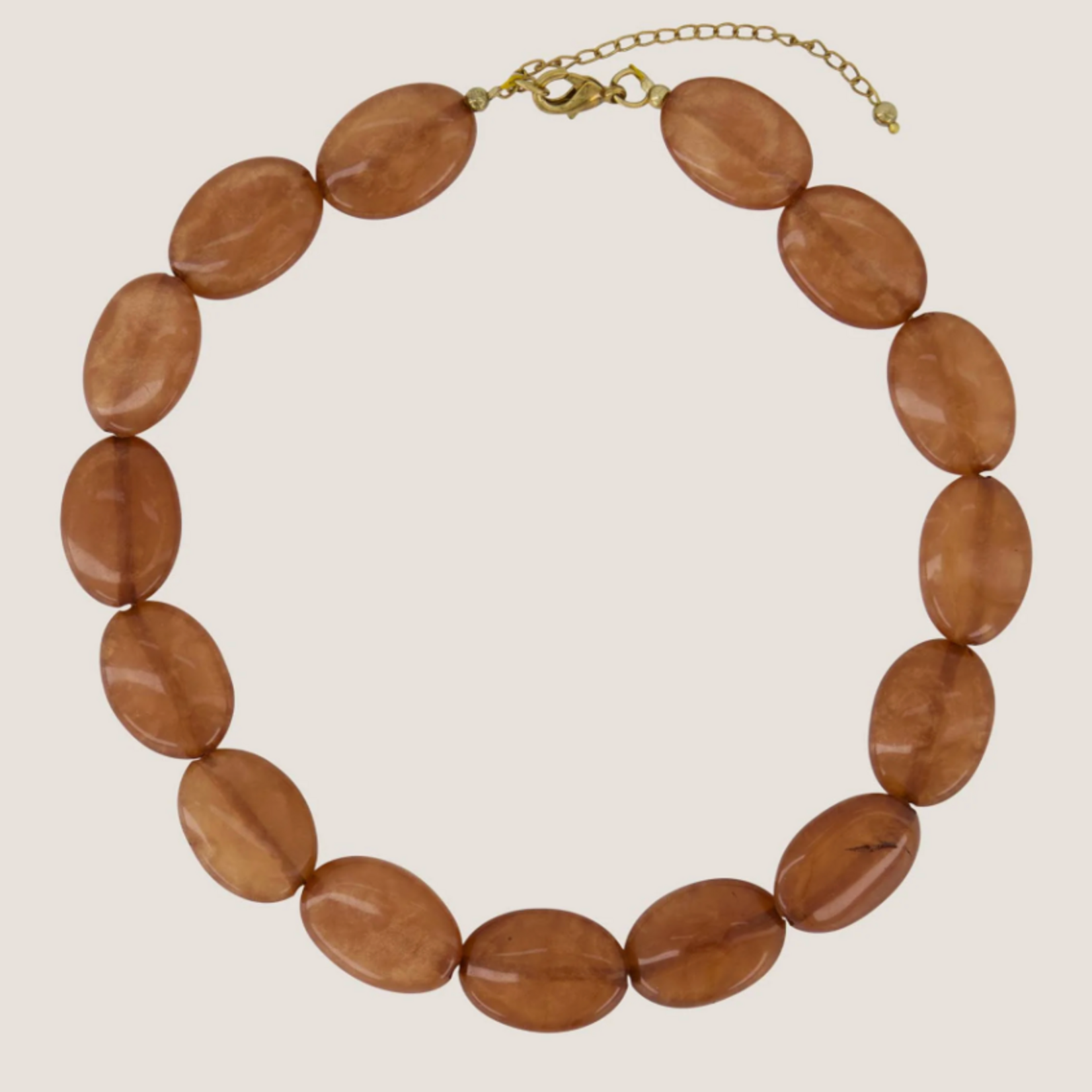 ZUSSS ZUSSS - Platte kralen ketting warm caramel