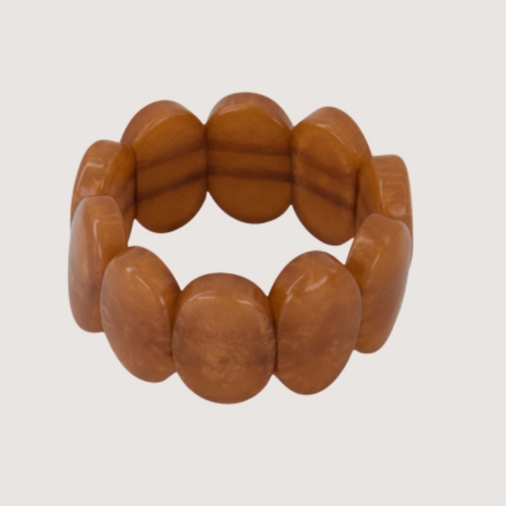 ZUSSS ZUSSS - Brede elastieken kralen armband warm caramel