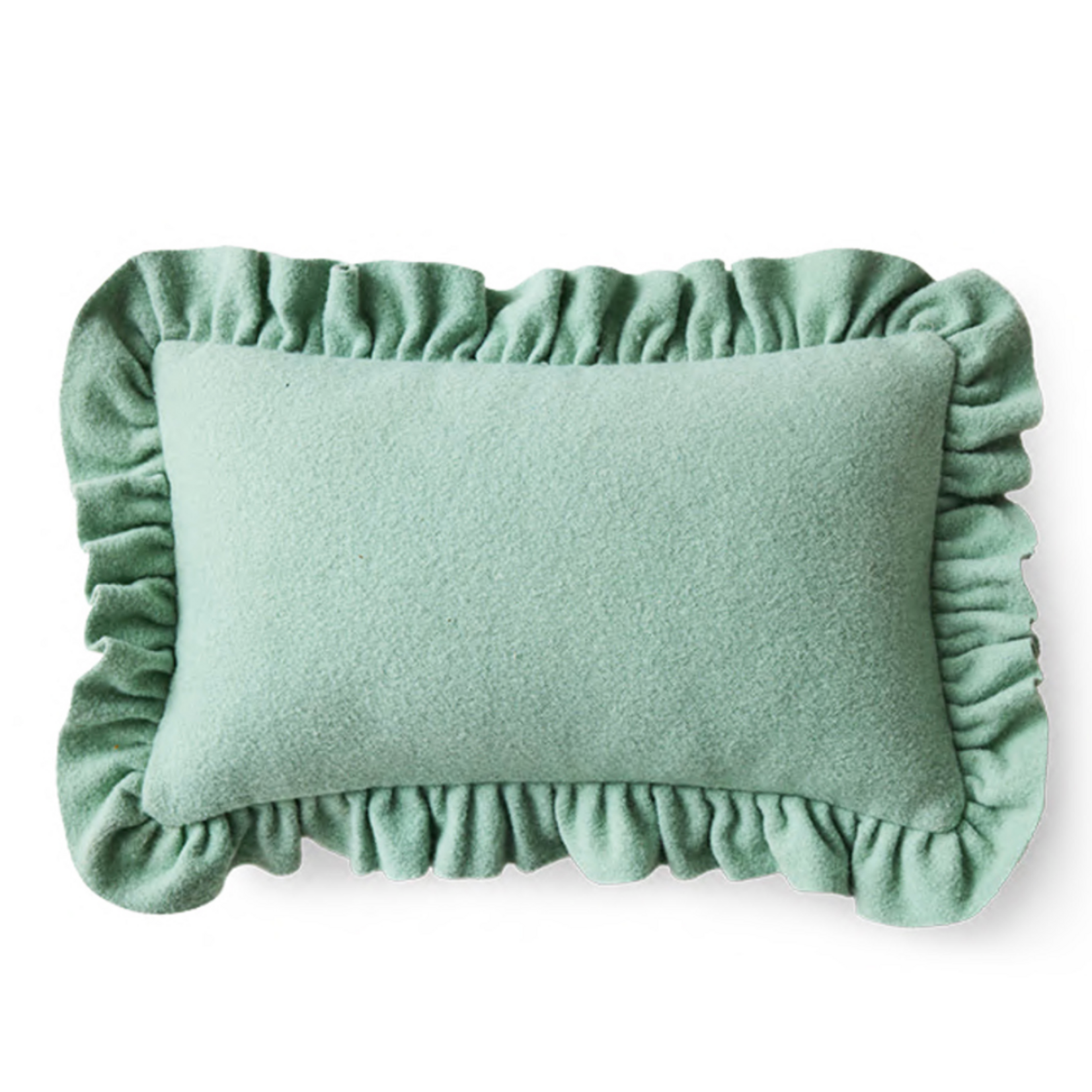 HKLIVING HKLIVING - Kussen vilt mintgroen 60x40cm met ruffles TCU0026
