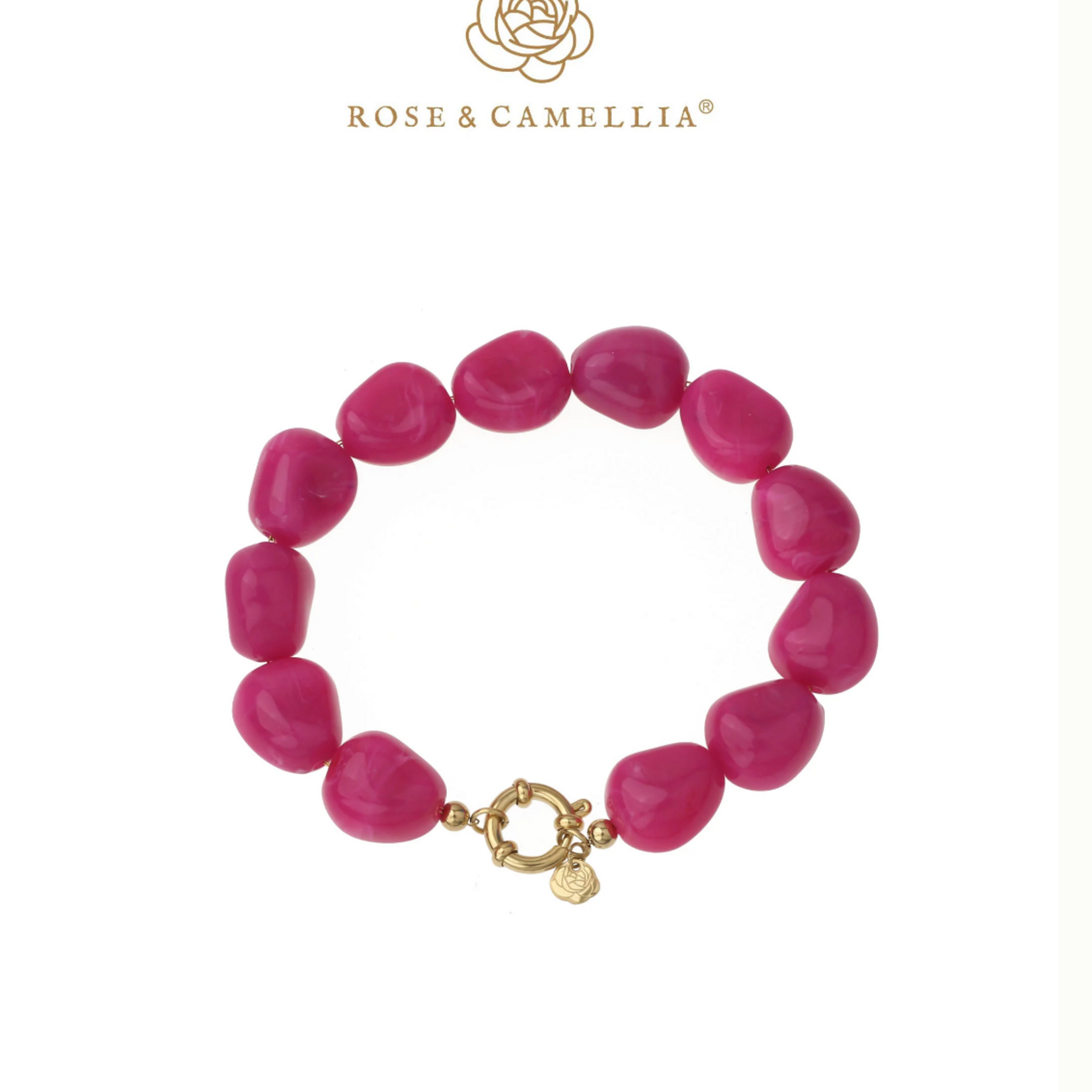 ROSE & CAMELLIA ROSE & CAMELLIA - Armband kralen fuchsia rose