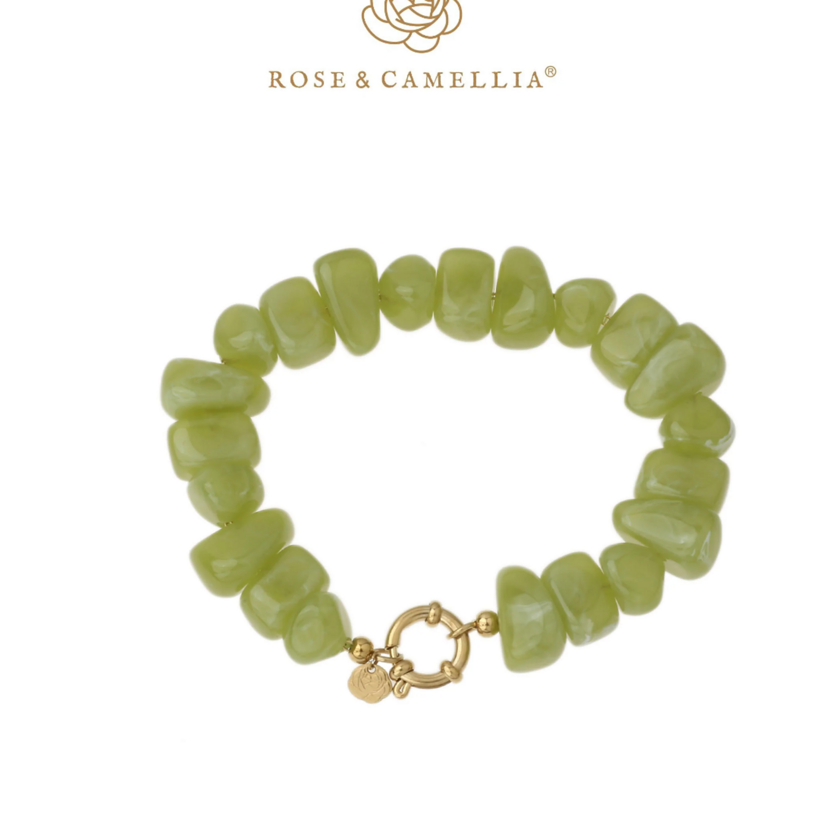 ROSE & CAMELLIA ROSE & CAMELLIA - Armband kralen zachtgroen