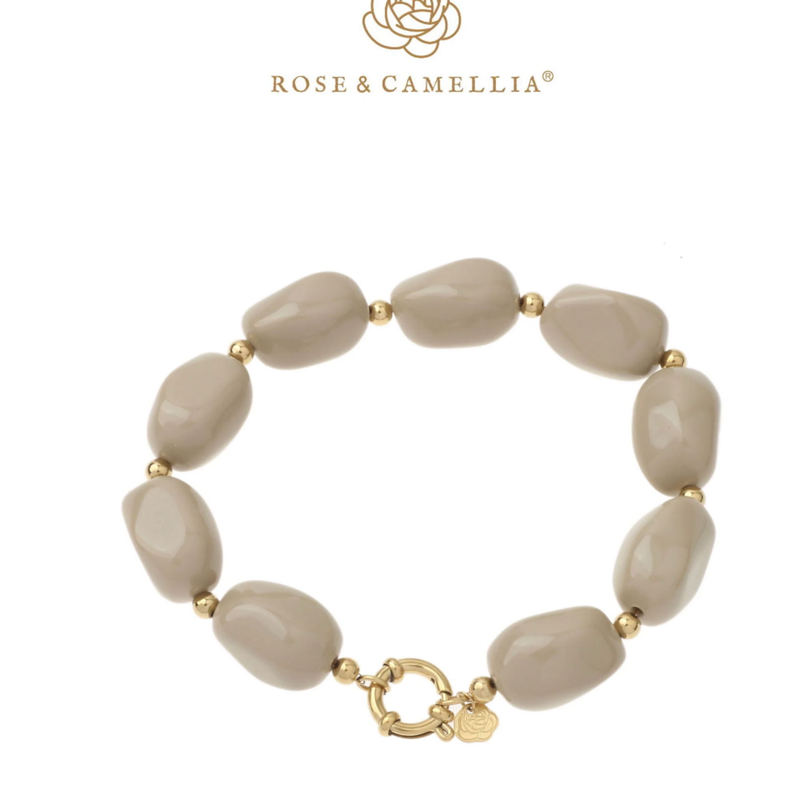 ROSE & CAMELLIA ROSE & CAMELLIA - Armband kralen taupe
