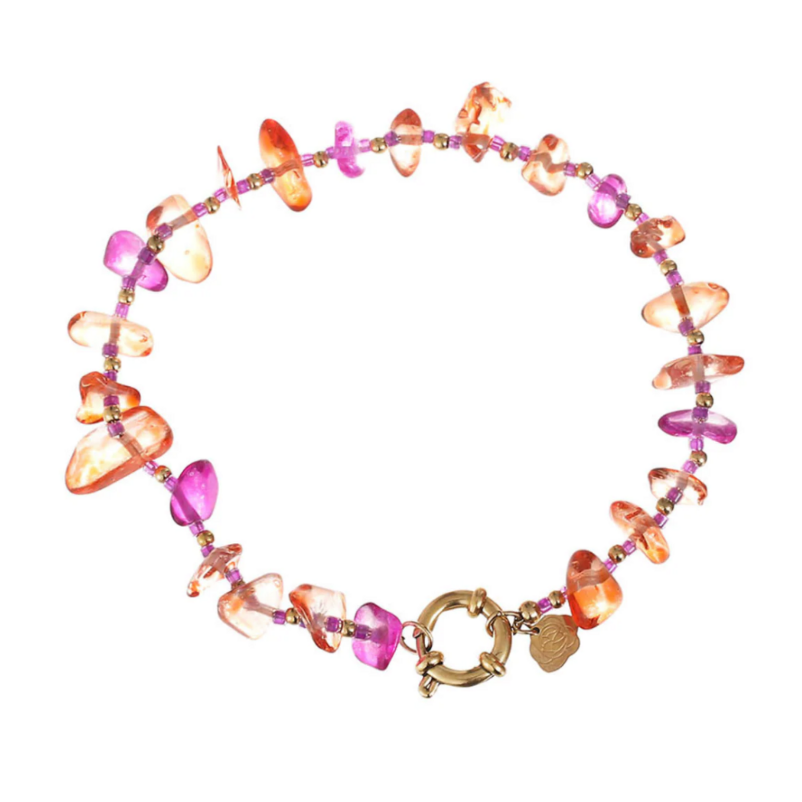 ROSE & CAMELLIA ROSE & CAMELLIA - Armband glaskralen small rose/oranje