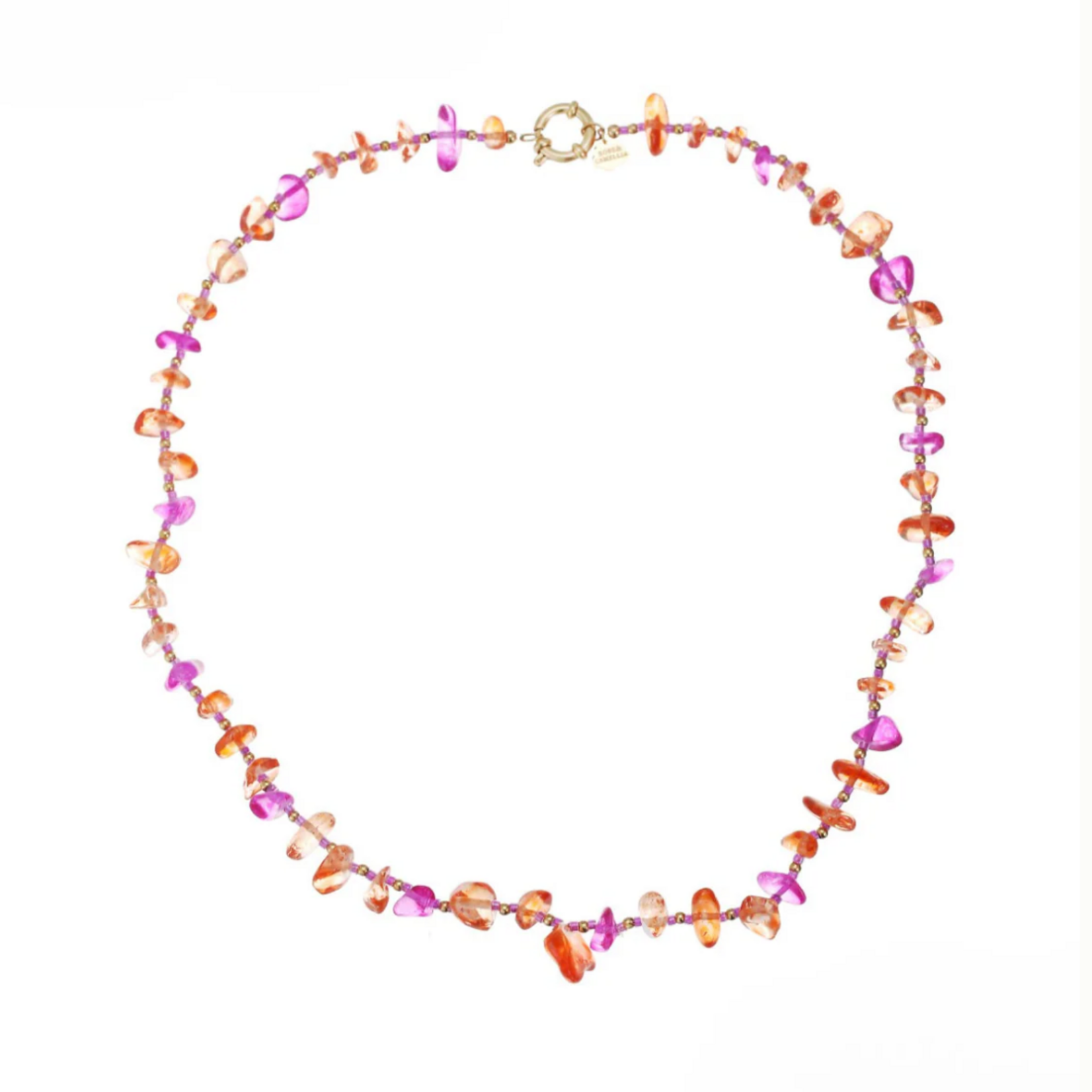 ROSE & CAMELLIA ROSE & CAMELLIA - Ketting glaskralen small rose/oranje