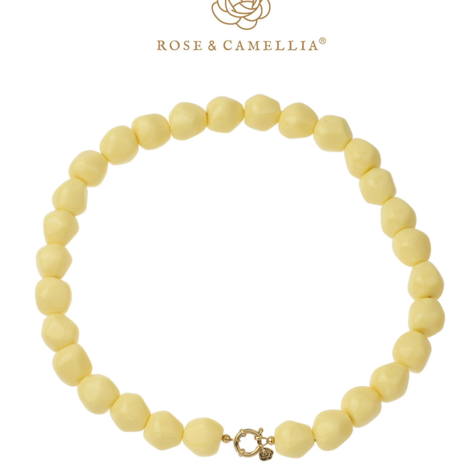 ROSE & CAMELLIA ROSE & CAMELLIA - Ketting kralen butterscotch yellow 50cm