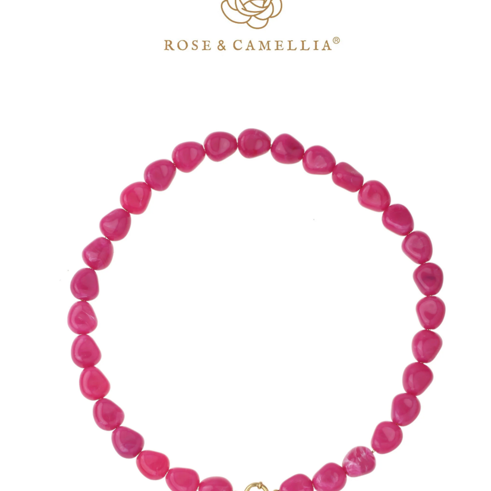-- ROSE & CAMELLIA - Ketting kralen fuchsia 50cm