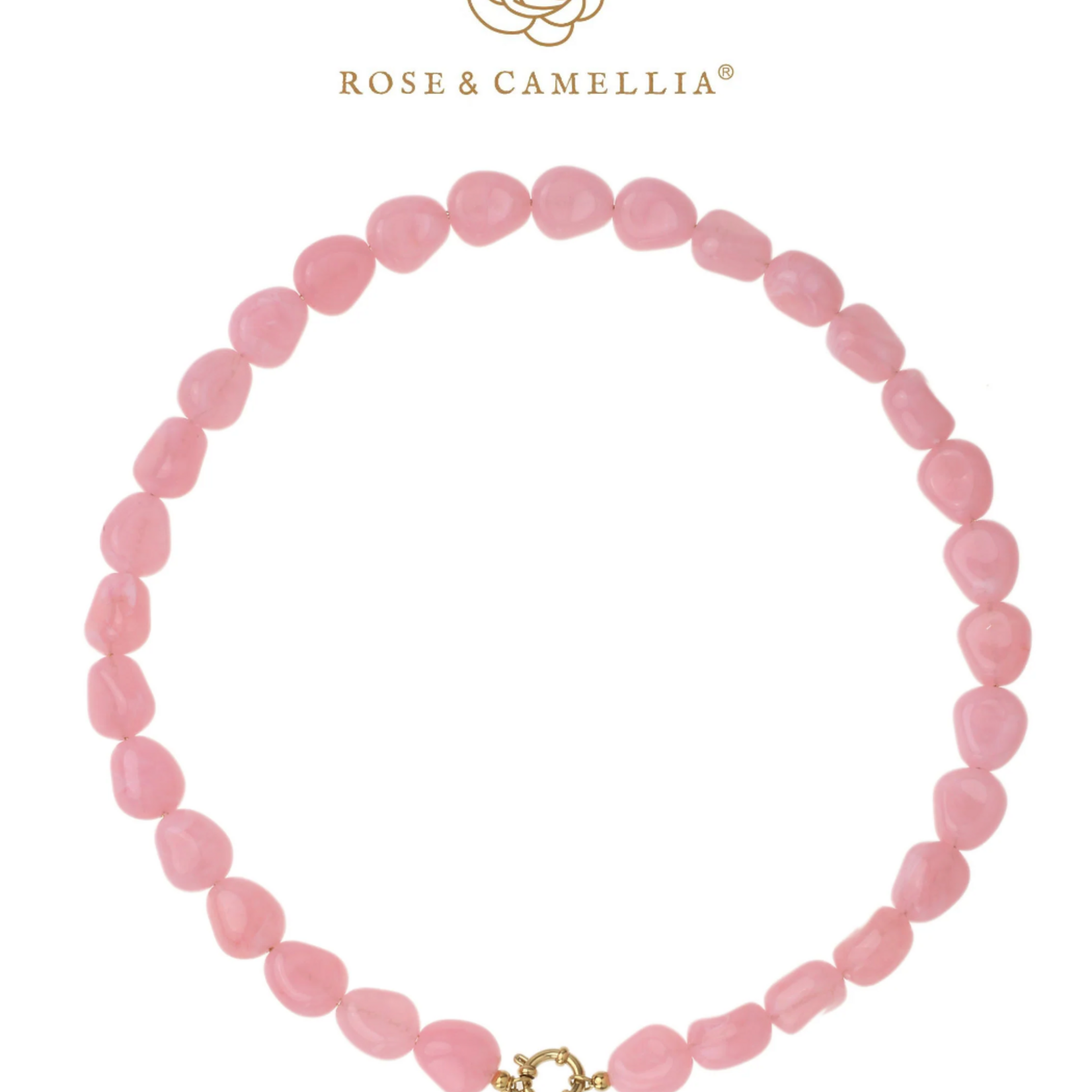 ROSE & CAMELLIA ROSE & CAMELLIA - Ketting goud met roze kralen
