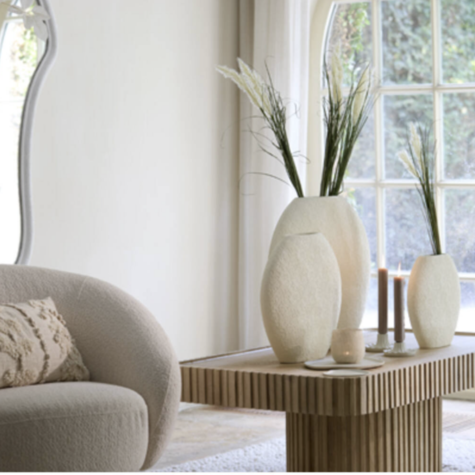 -- Vaas deco 40,5x11x40 cm  crème wit