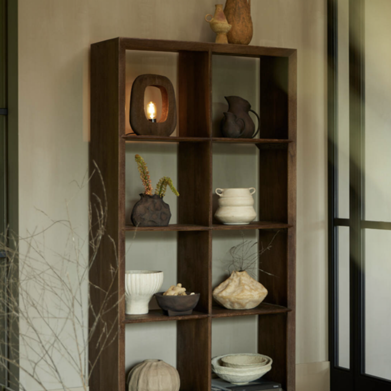 -- Tafellamp 24x8x30 cm hout chocolade bruin