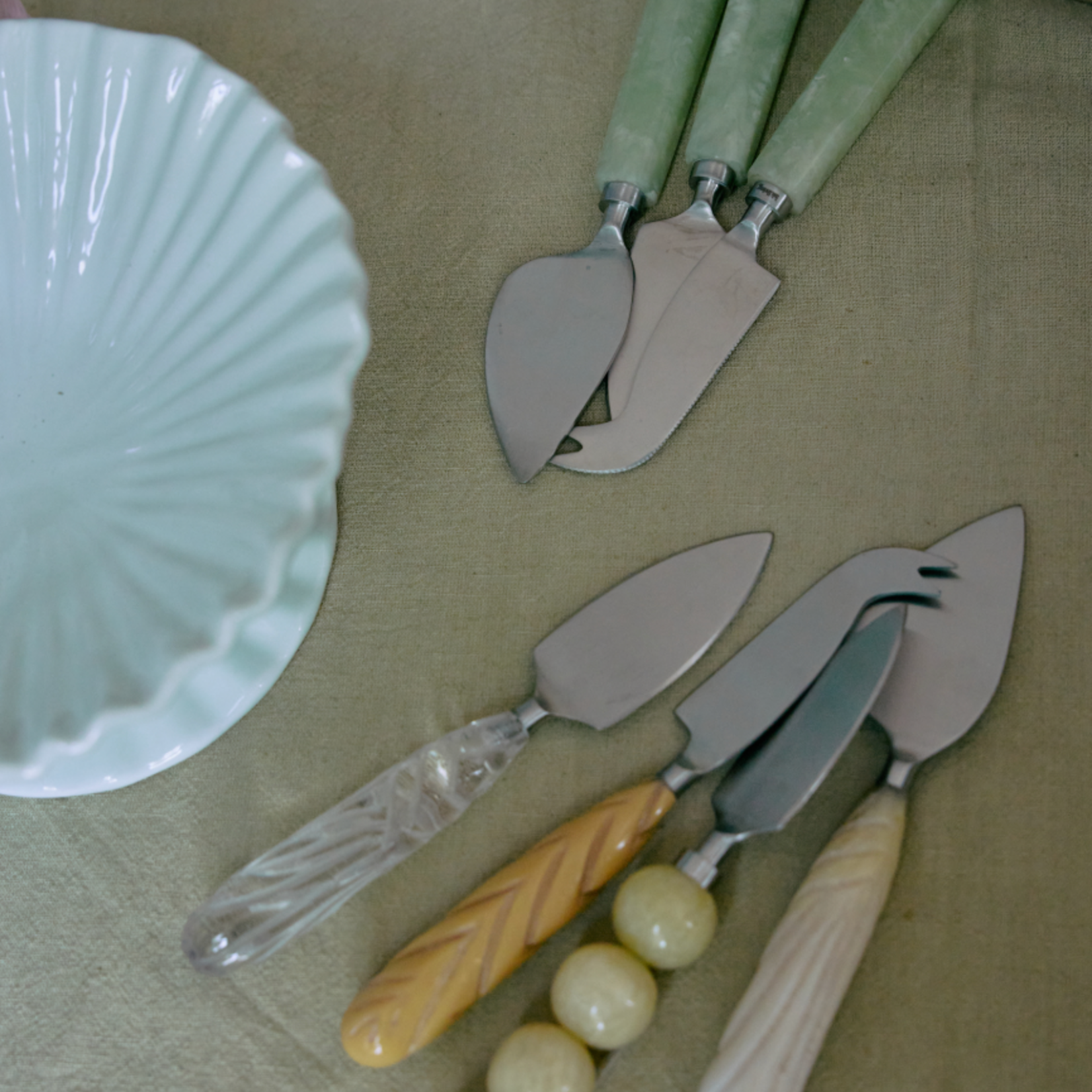 HKLIVING HKLIVING - Kaas messen sage groen set van 3 KCU0019