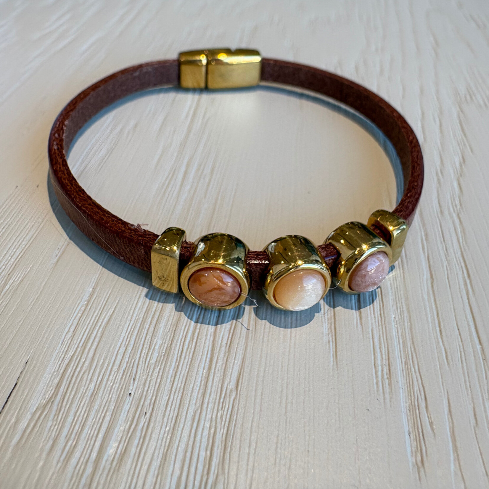 QOSS QOSS - Armband Merel bruin goud nude serie-M