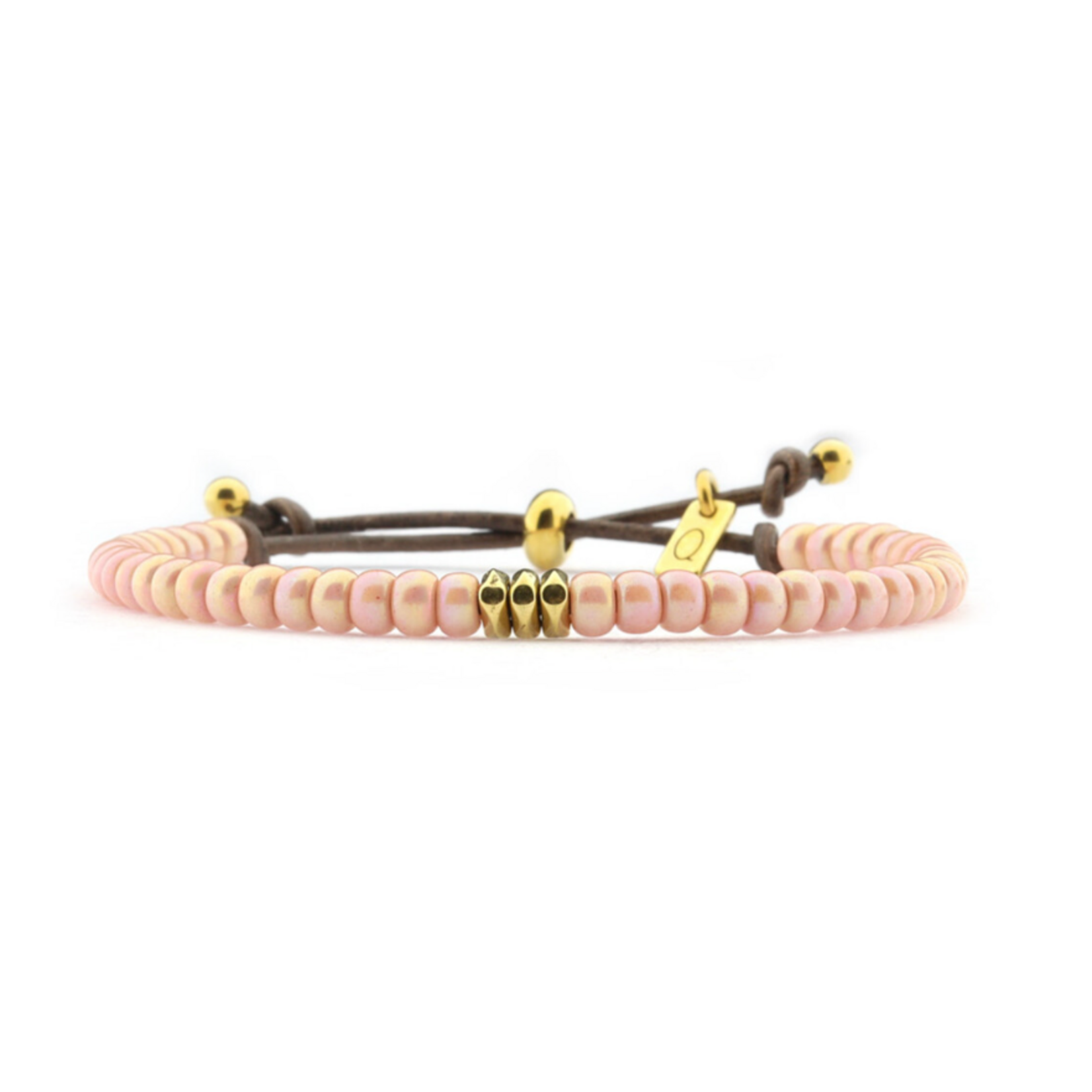 QOSS QOSS - Armband Maartje goud kraal zacht rose Uni