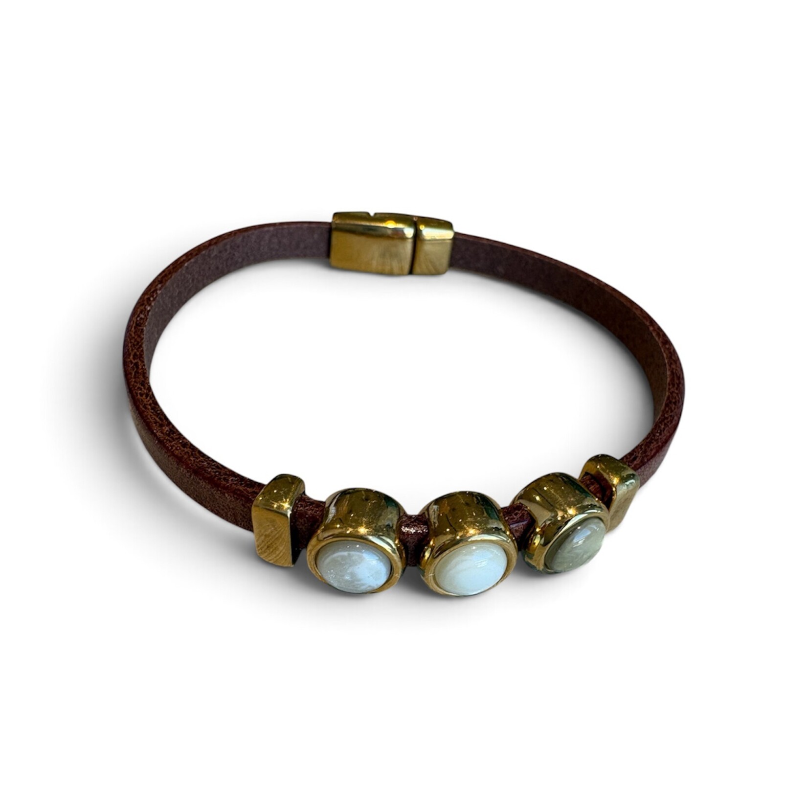 QOSS QOSS - Armband Merel bruin goud honing serie-M