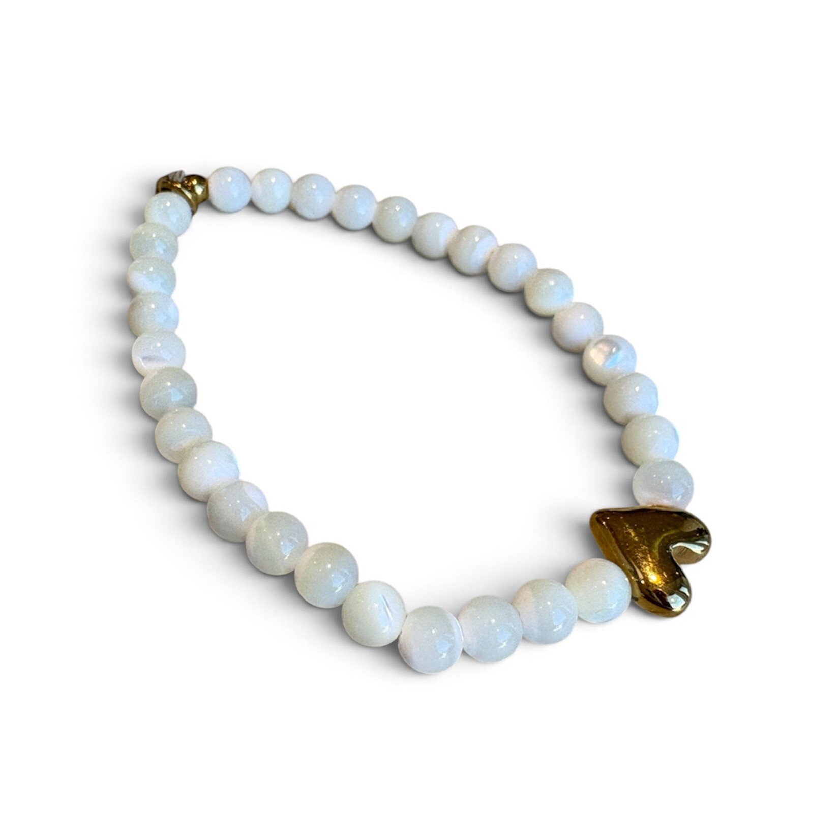 QOSS QOSS - Armband  Yvonne goud mother of pearl + hartje L/XL