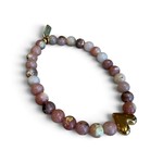 QOSS QOSS - Armband  Yvonne goud red plum jasper + hartje L/XL