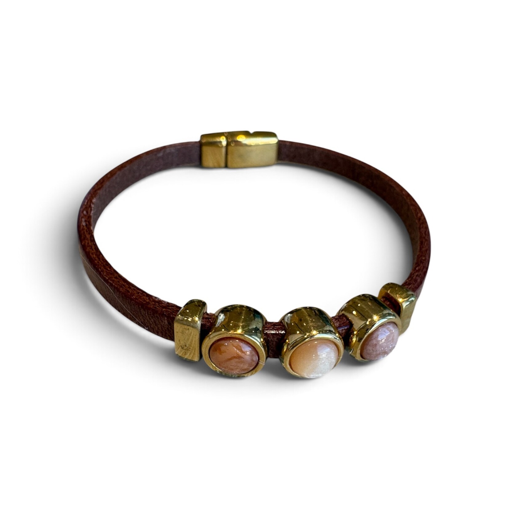 QOSS QOSS - Armband Merel bruin goud nude serie-M