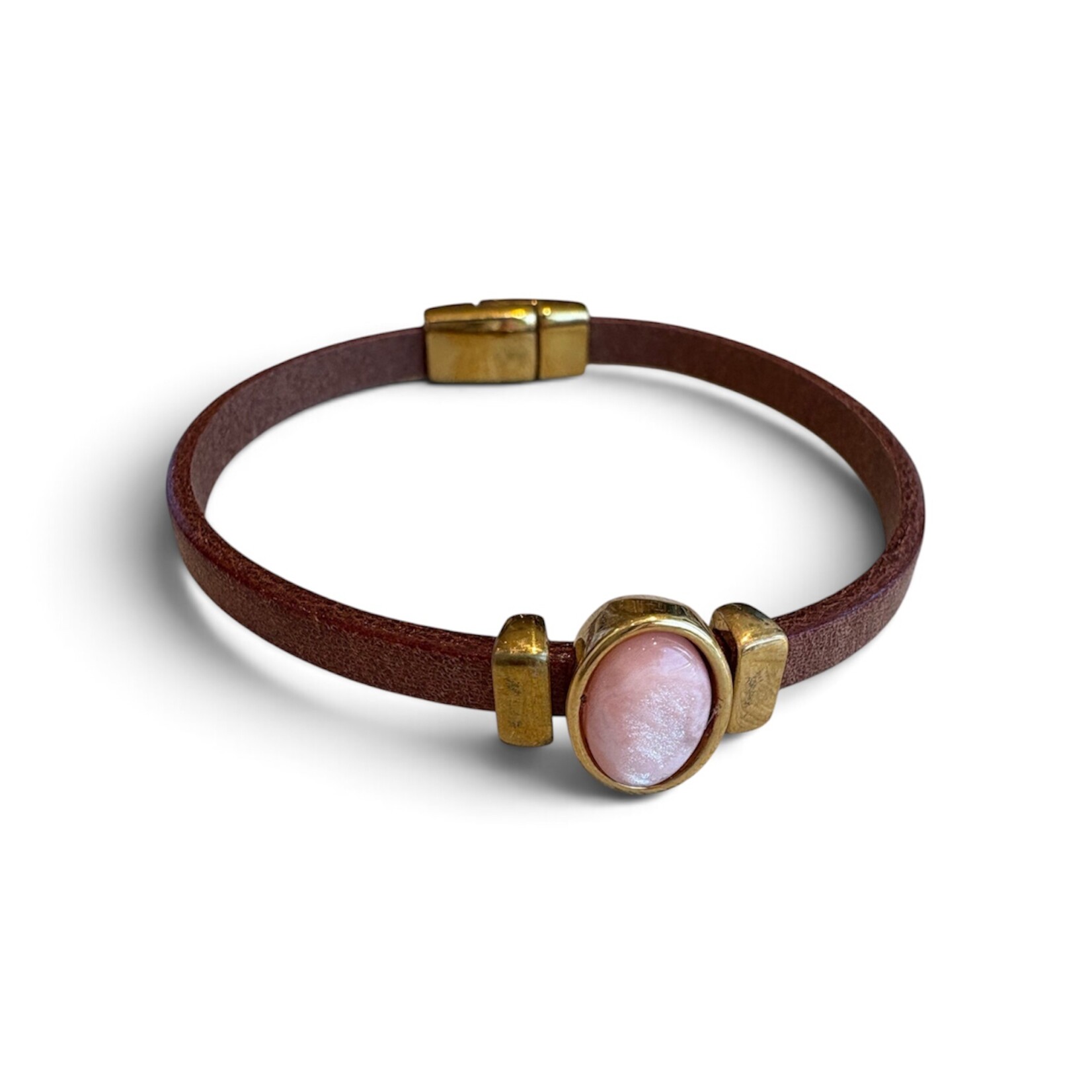 QOSS QOSS - Armband Femmie bruin goud roze  ovaal