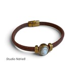 QUOSS QOSS - Armband Femmie bruin goud creme ovaal M (18cm)