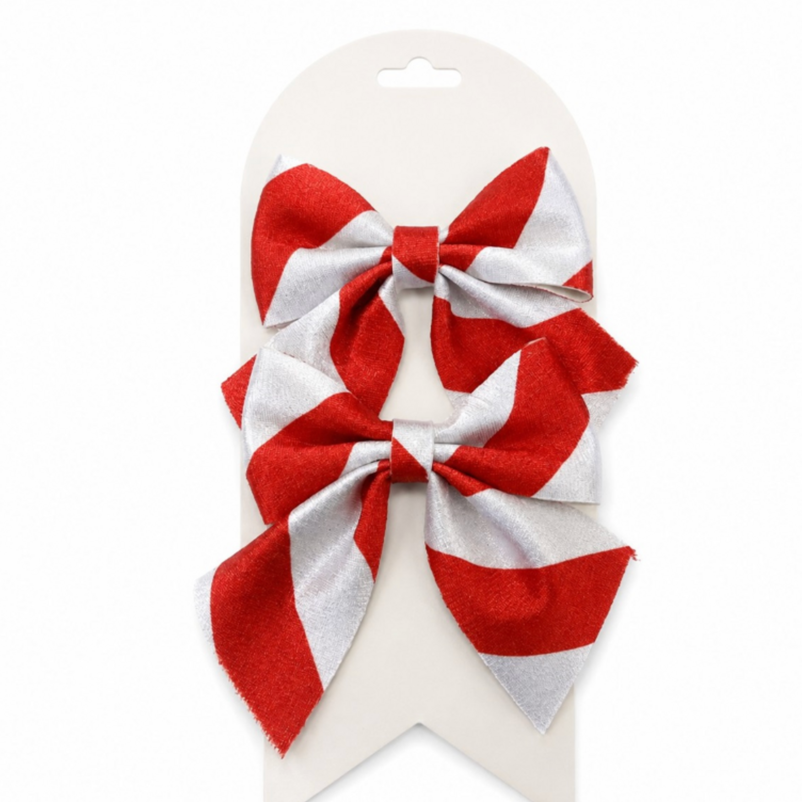 KOLONY Stoffen strik set van 2 rood/wit gestreept 13cm