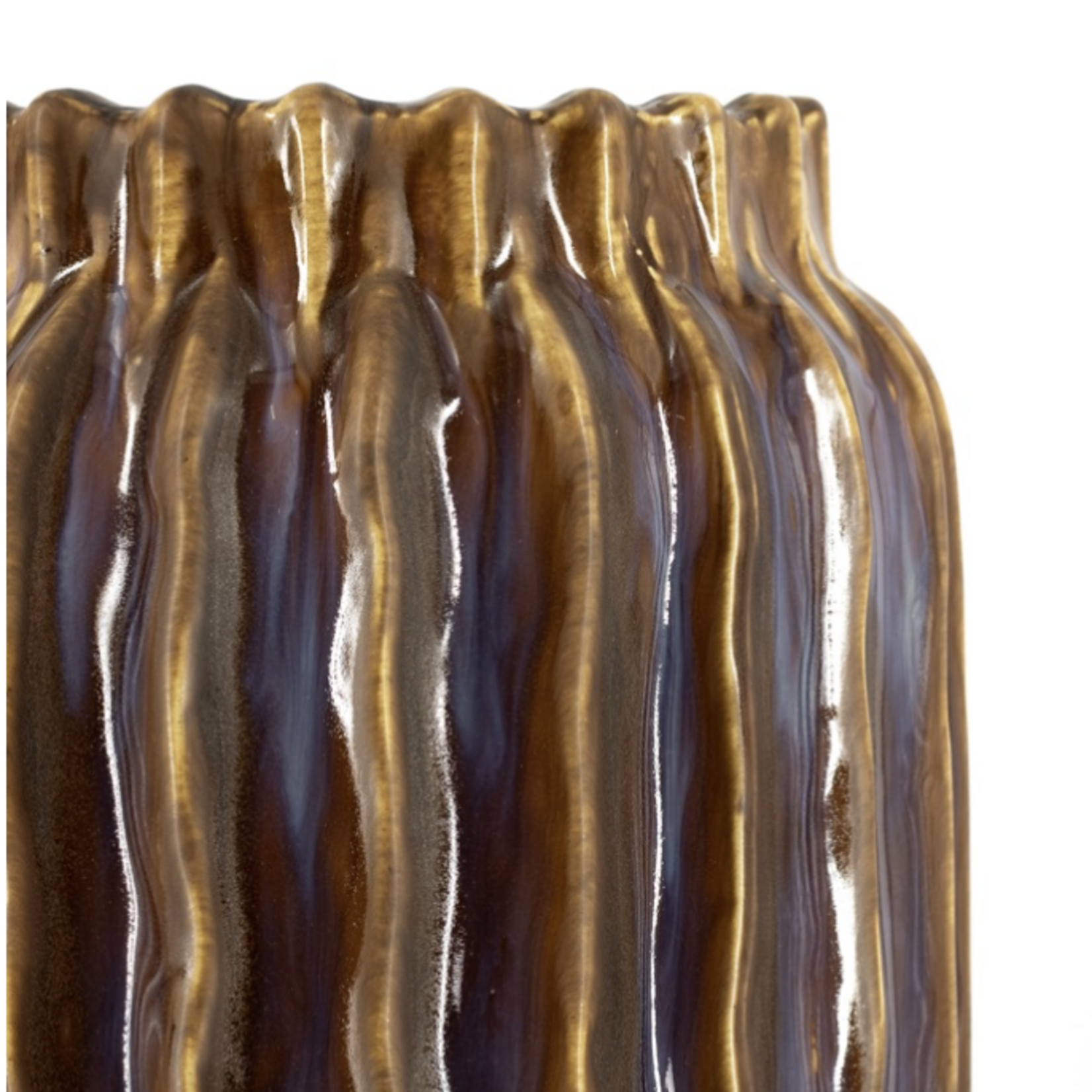 KOLONY Aardewerk vaas Twist L bruin  19,5x19,5x41cm