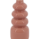 KOLONY Aardewerk vaas disk pink 11,5x11,5x25cm