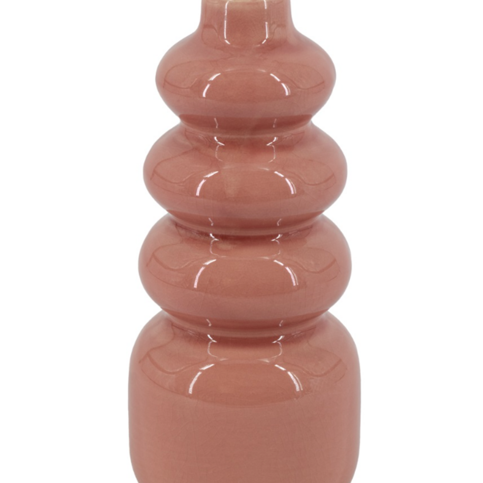 KOLONY Aardewerk vaas disk pink 11,5x11,5x25cm