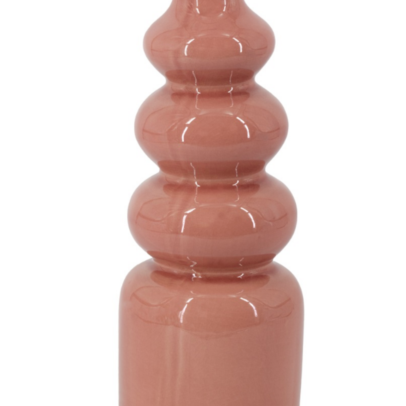 KOLONY Aardewerk vaas disk pink 14,5x14,5x37cm
