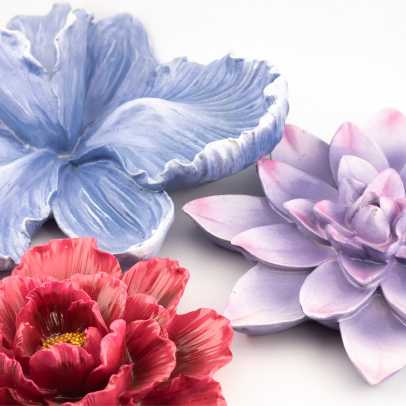 KOLONY Wanddecoratie bloem blauw 22,8x5,7x20,3cm