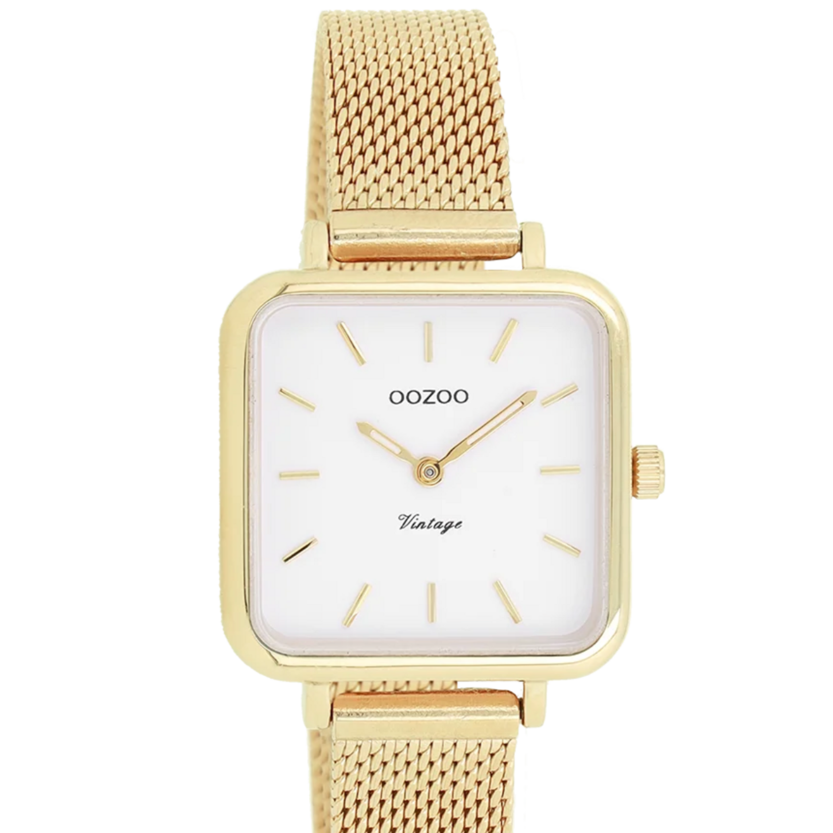 OOZOO OOZOO - Horloge goud vintage met metalen mesh band C20263
