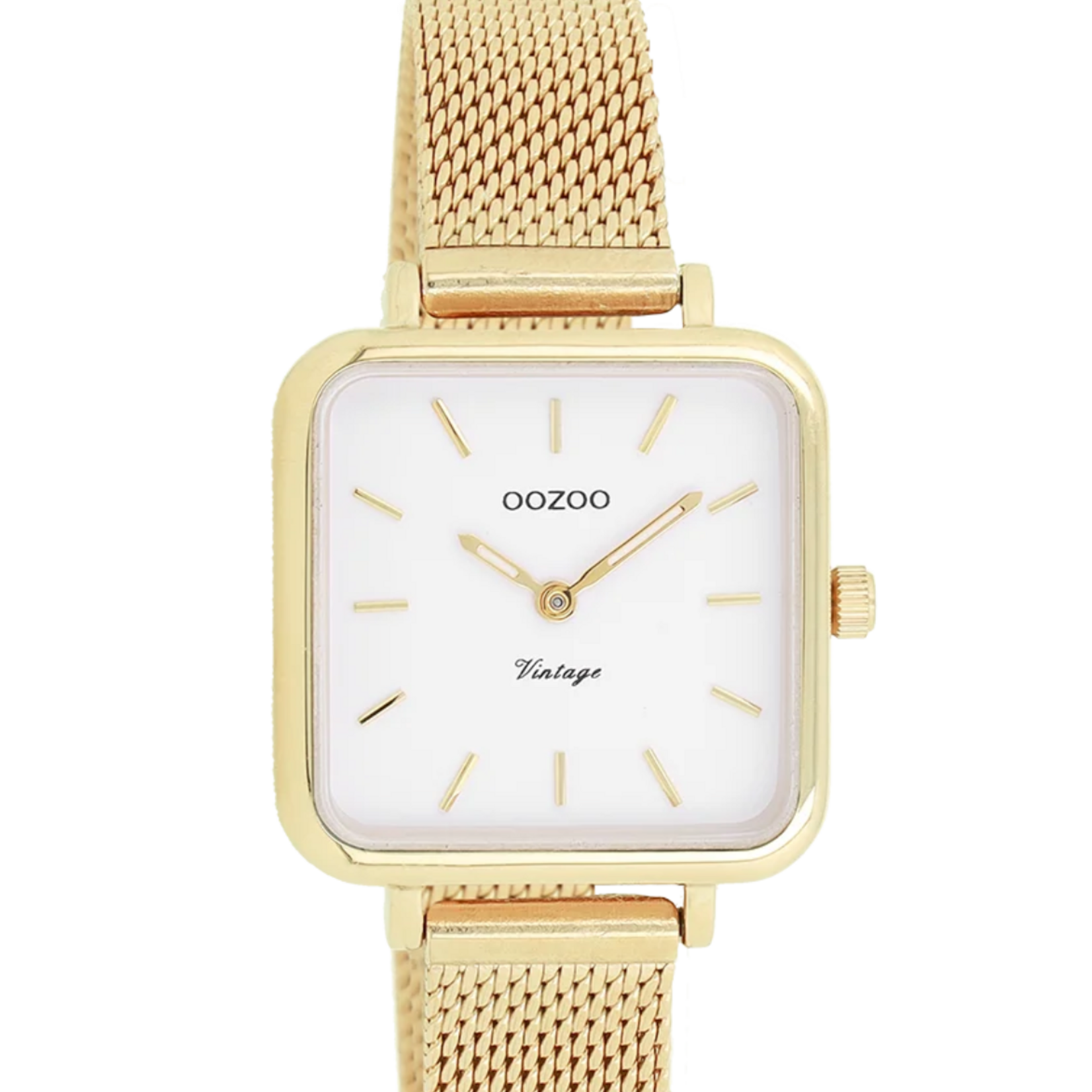 OOZOO OOZOO - Horloge goud vintage met metalen mesh band C20263
