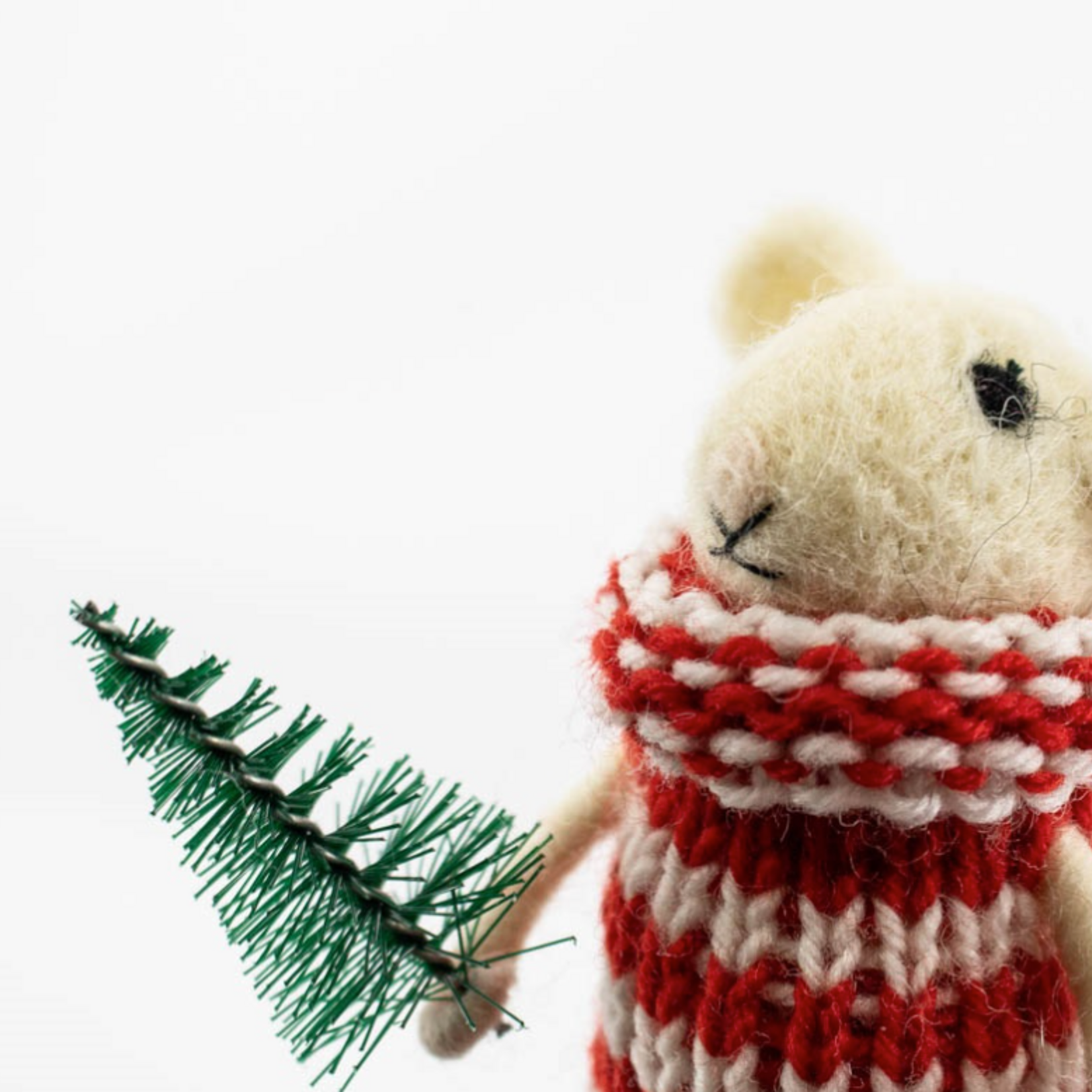 KOLONY Wollen hanger muis kerstboom 10,5x10,5x1cm