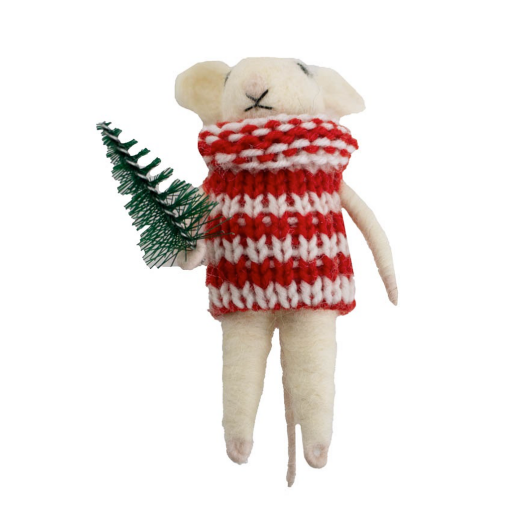 KOLONY Wollen hanger muis kerstboom 10,5x10,5x1cm