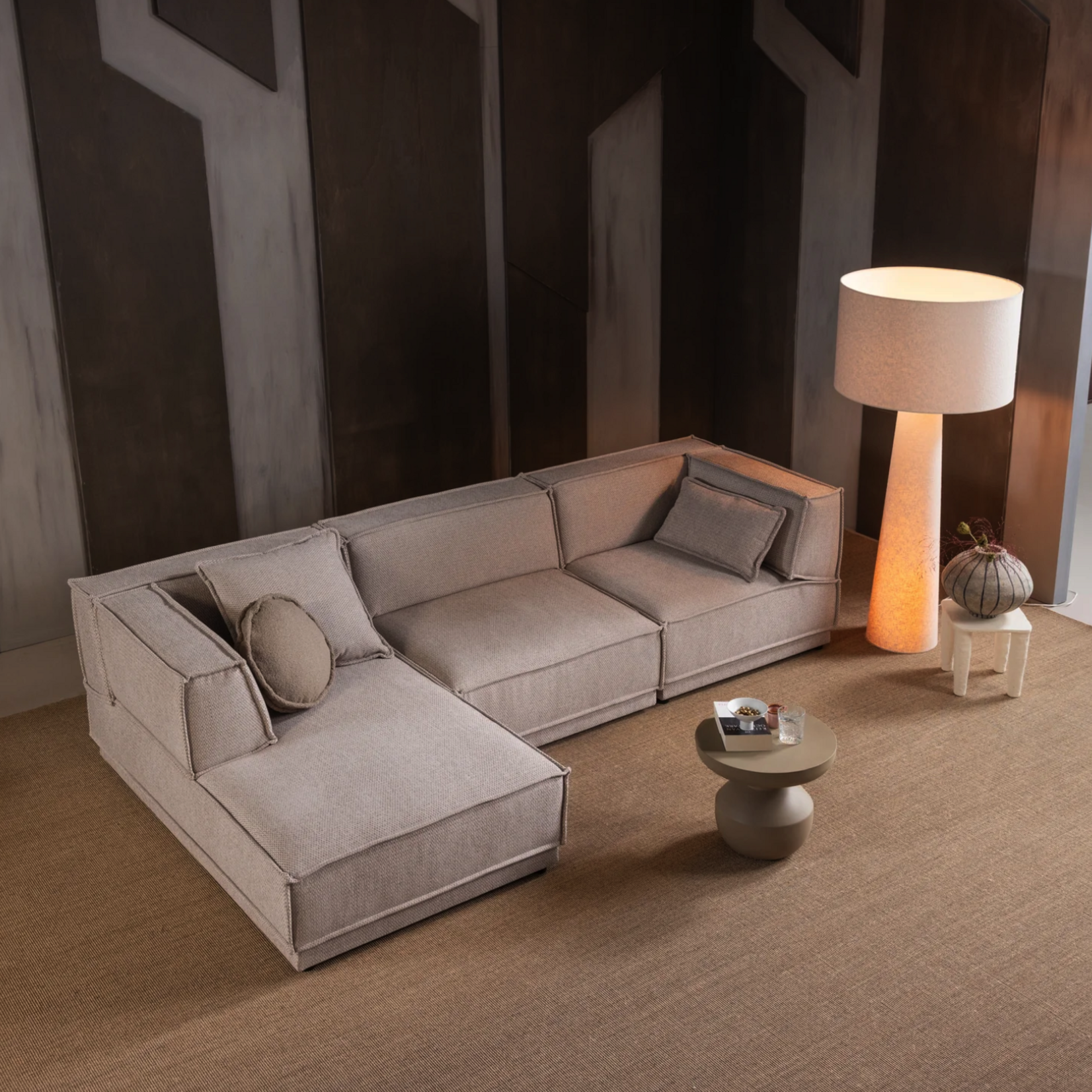 WOOOD EXCLUSIVE WOOOD - Loft vloerlamp XXL metaal/bouclé naturel