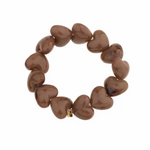 -- ARMBAND - Kralen hartjes melkchocolade bruin