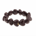 -- ARMBAND - Kralen hartjes donkerbruin