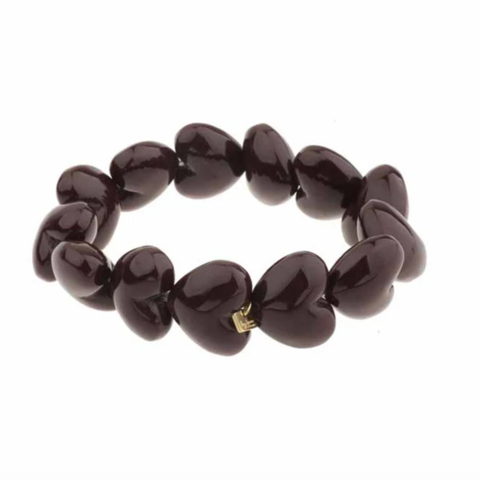 -- ARMBAND - Kralen hartjes donkerbruin