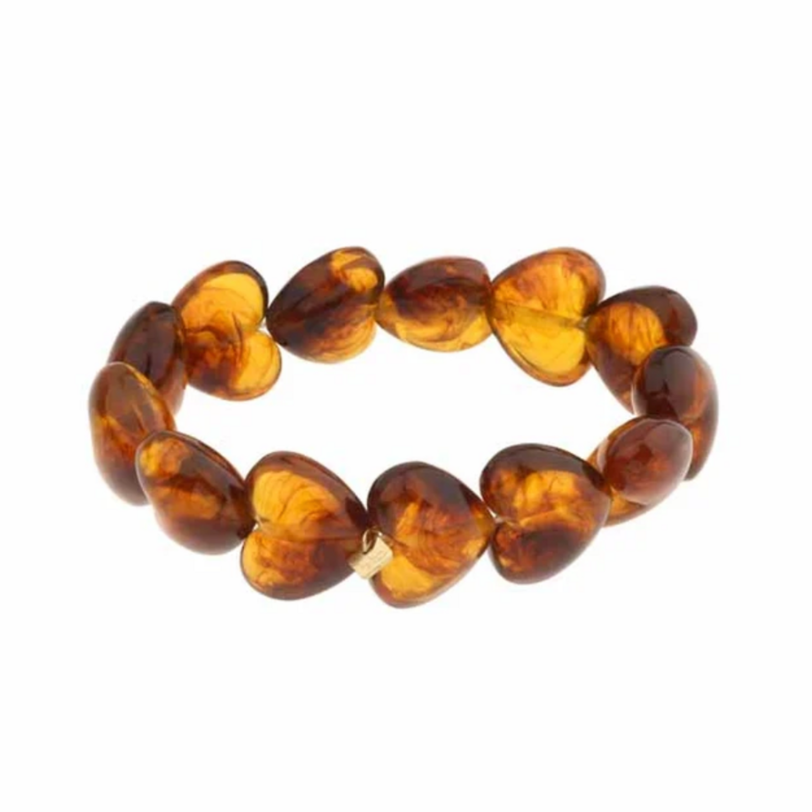 -- ARMBAND - Kralen hartjes bruin