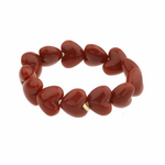 -- ARMBAND - Kralen hartjes burgundy