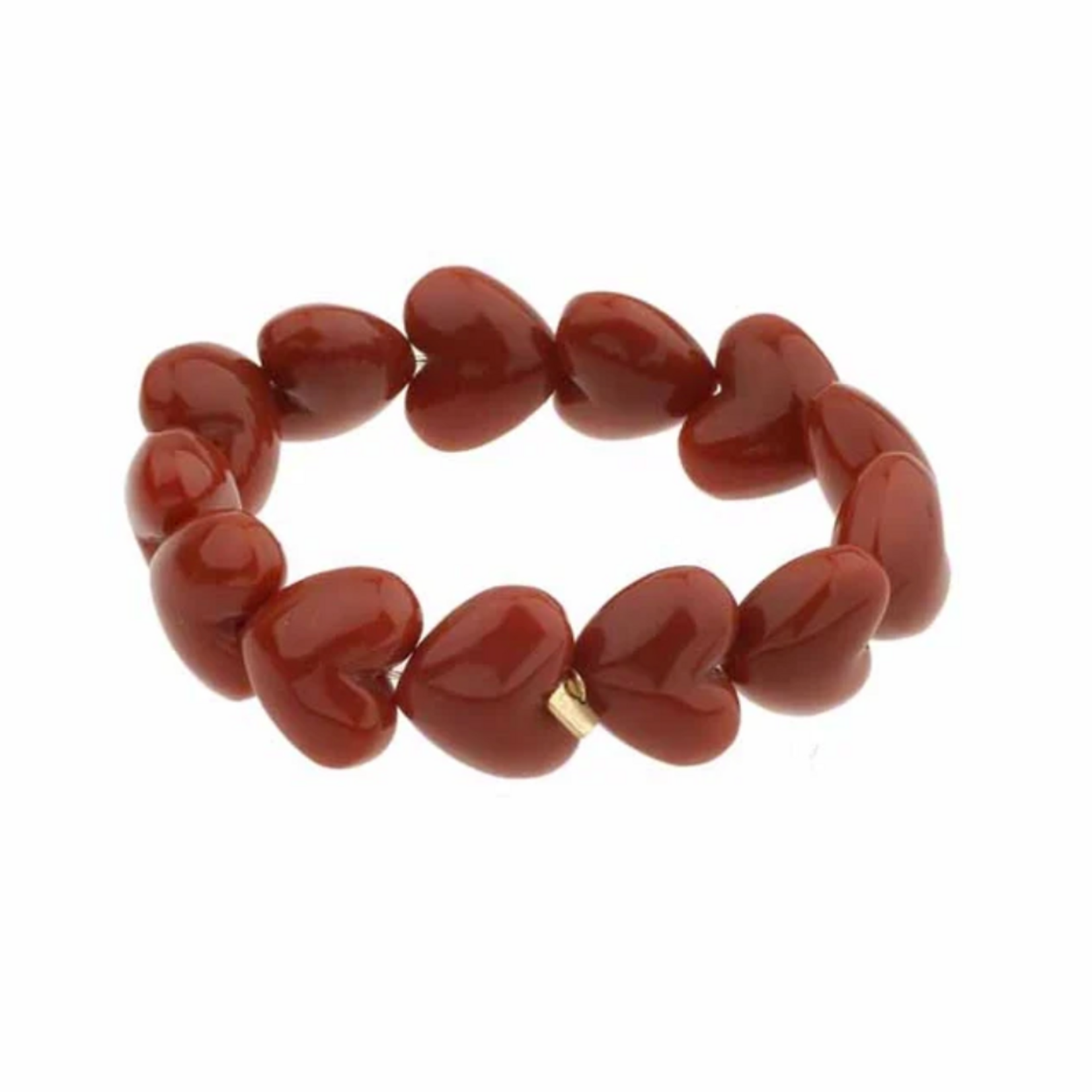 -- ARMBAND - Kralen hartjes burgundy