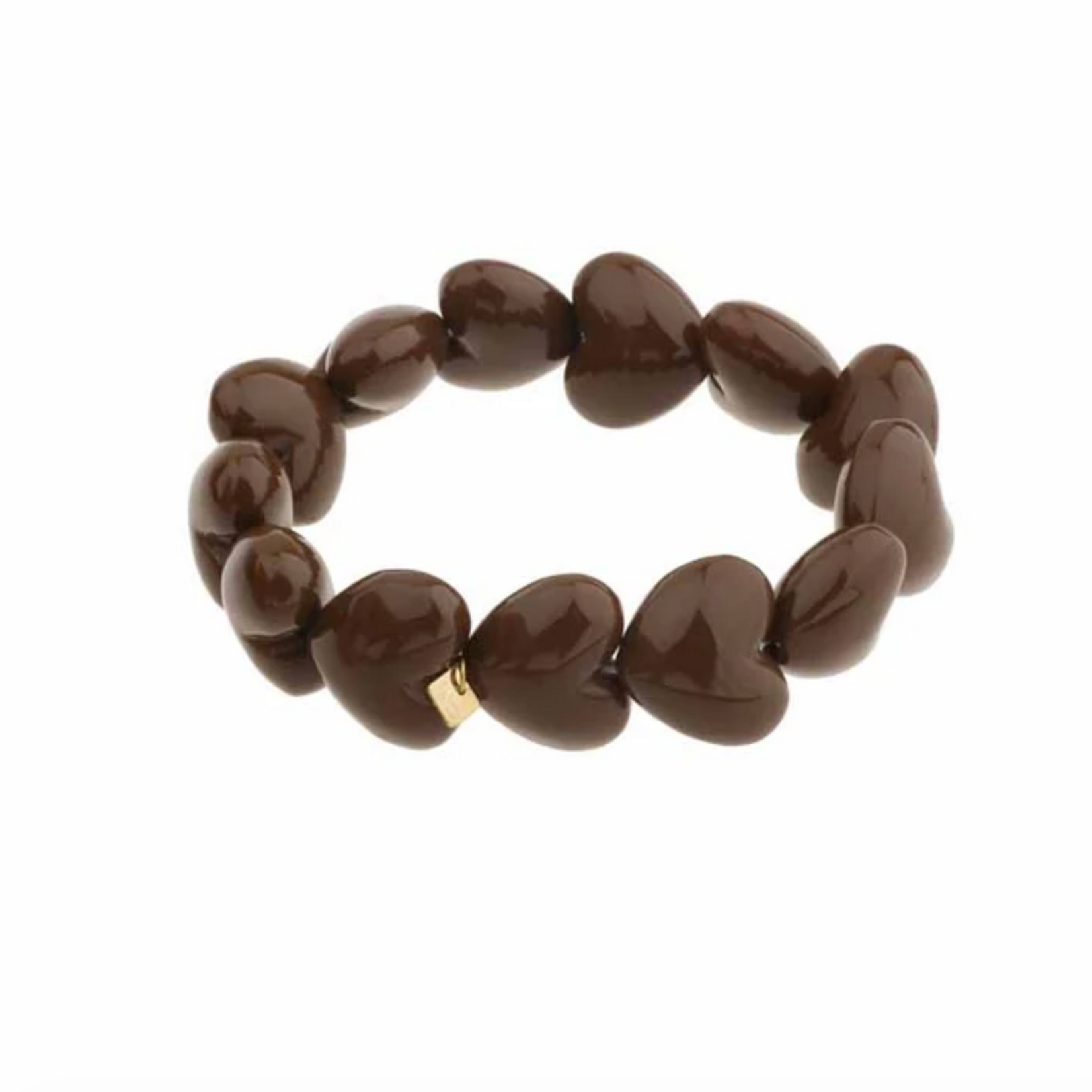-- ARMBAND - Kralen hartjes bruin