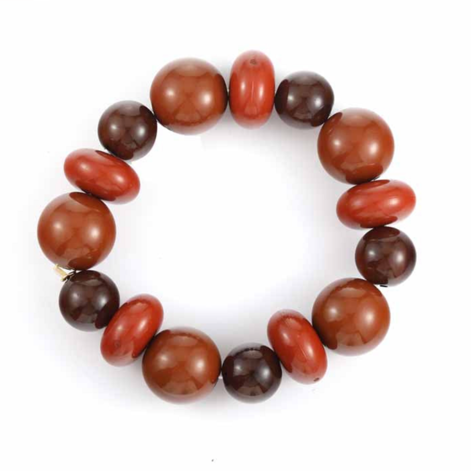 -- ARMBAND - Kralen bruin/rood