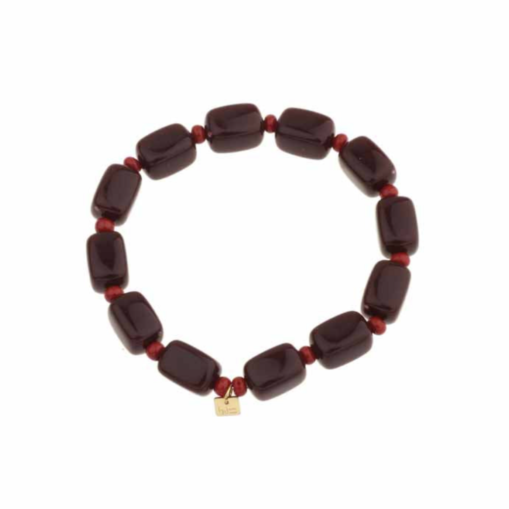 -- ARMBAND - Kralen rechthoek burgundy