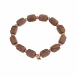 -- ARMBAND - Kralen rechthoek bruin/roze