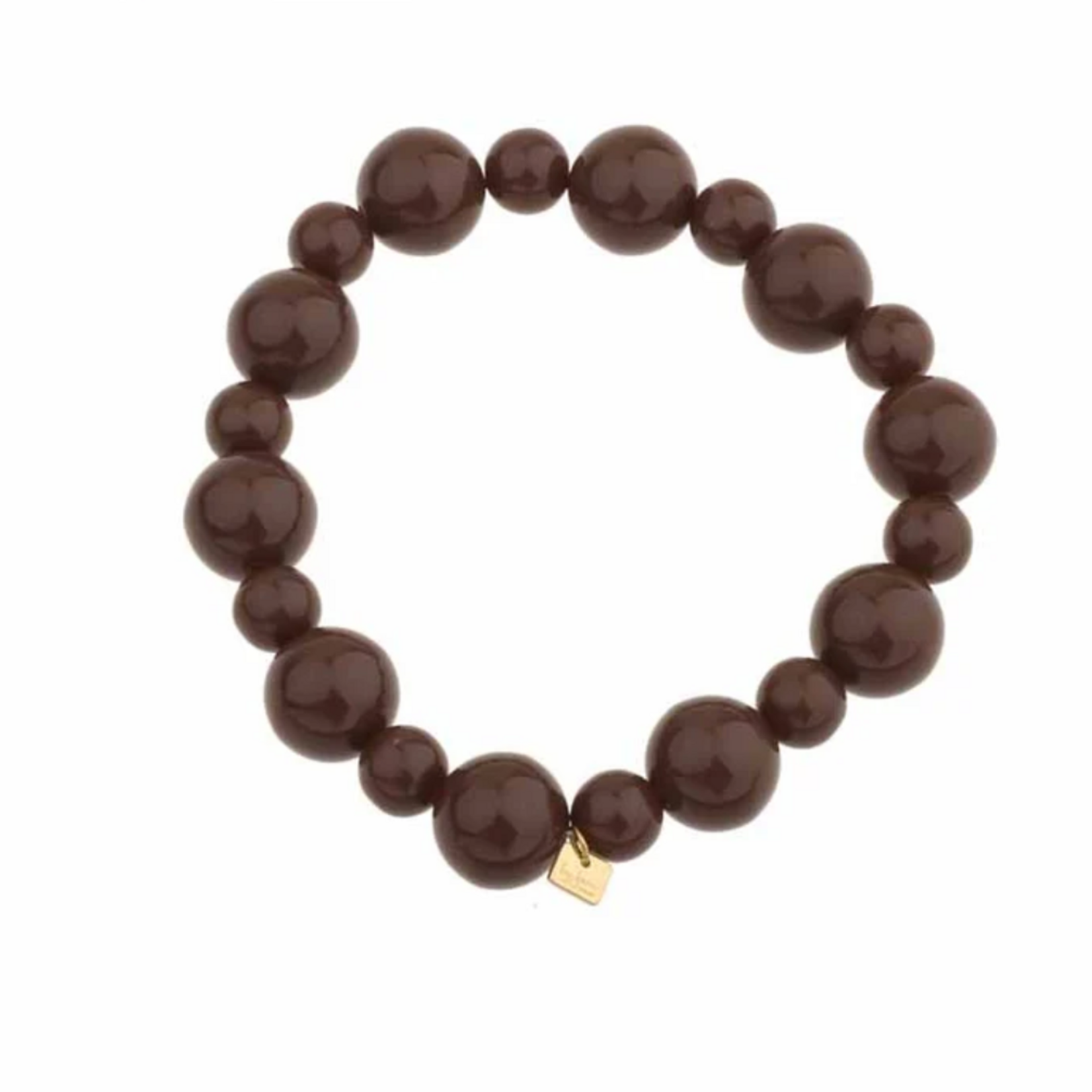 -- ARMBAND - Kralen rond bruin