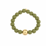 -- ARMBAND - Kralen rond groen/goud
