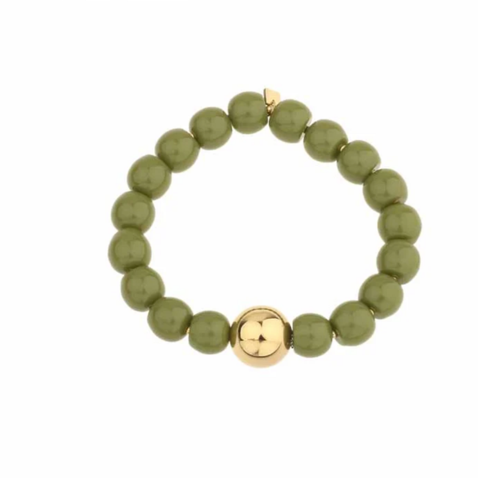 -- ARMBAND - Kralen rond groen/goud