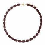 -- KETTING - Rechthoekige kralen rood/bruin