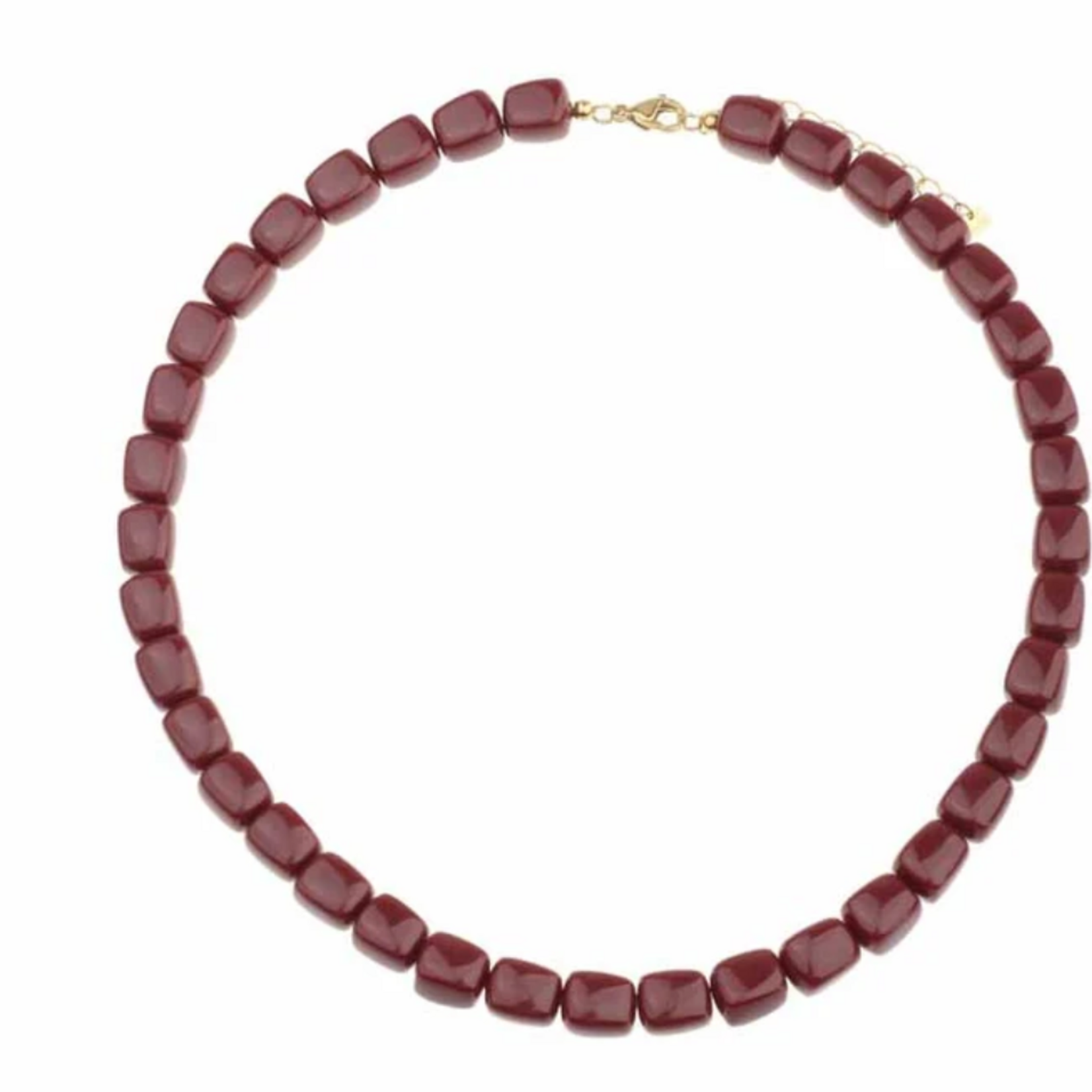 -- KETTING - Rechthoekige kralen donkerbruin