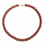 -- KETTING - Rechthoekige kralen bruin